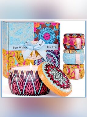 Candle Gift Set, 4 Pack Long Lasting Lavender Scented Soy Candles Aromatherapy